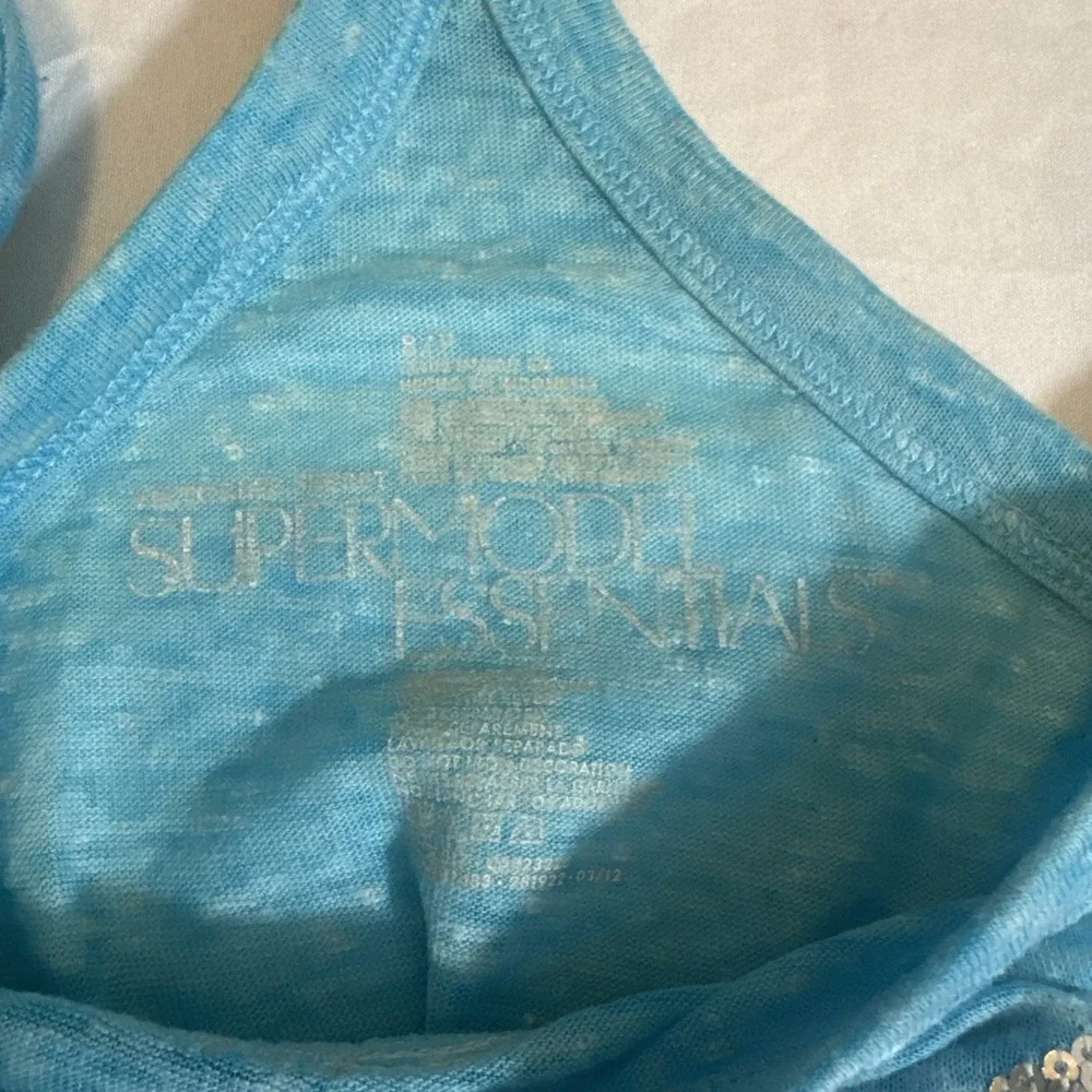 Victoria's Secret Y2K Tank Top‎ Racer Back Blue Silver Bling Heart Size S Rare - Picture 5 of 9